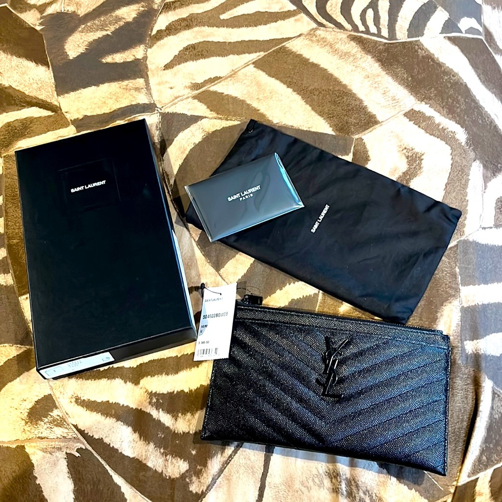 YSL black on black bill pouch. Authentic